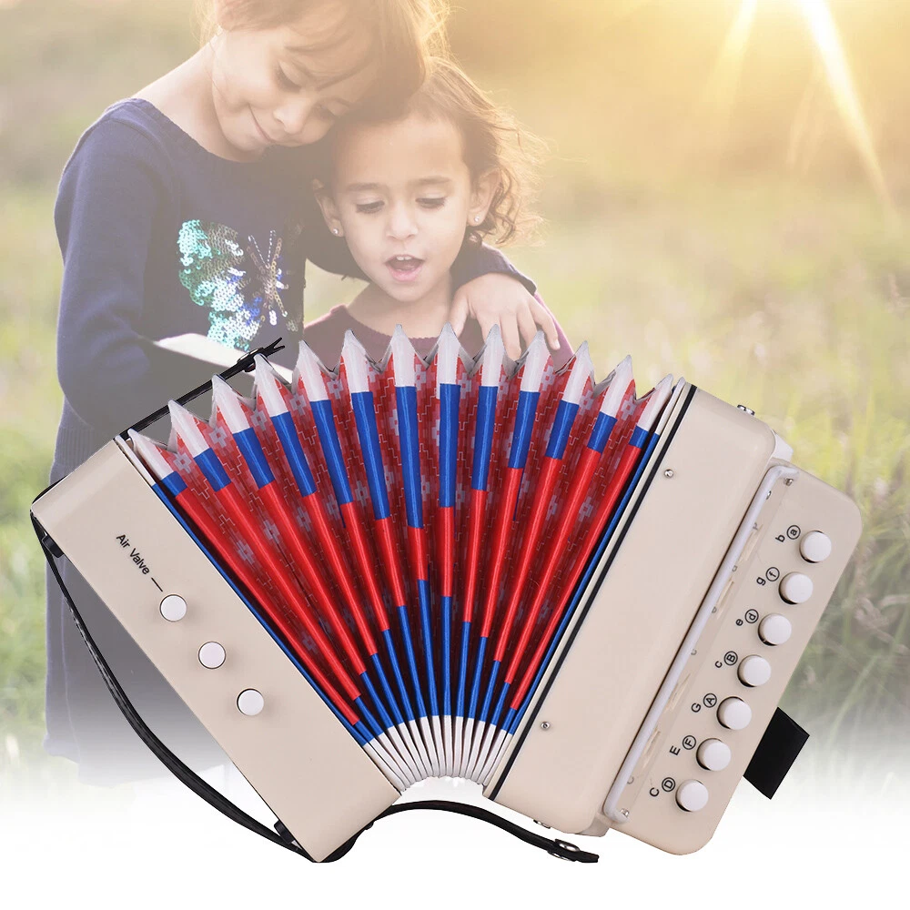 Mini Kids Toy Accordion 10 Buttons 14 Notes Instrument Supports