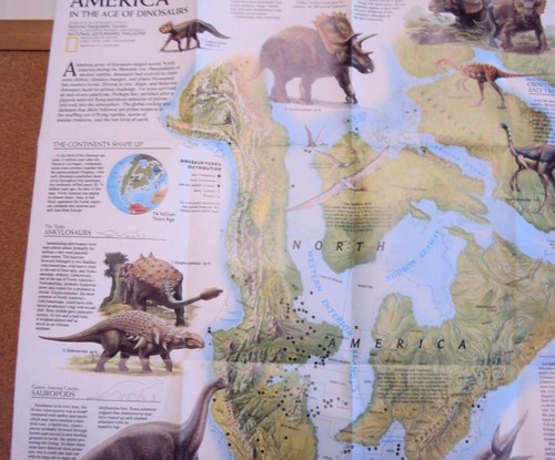 National Geographic January 1993 Map North America In Age Of Dinosaurs - Picture 3 of 5