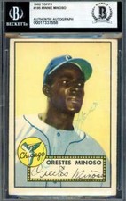 Minnie Minoso Beckett BAS Vintage Signed 1952 Topps Rookie Autograph