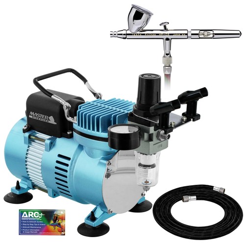 Iwata Eclipse HP CS Airbrush Set with Air Compressor Kit, Gravity Feed .35mm Tip - 第 1/5 張圖片