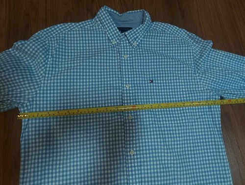 Tommy Hilfiger Classic Fit Long Sleeve Button Up Cotton Large Blue Gingham - Picture 8 of 10
