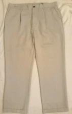 Greg Norman Men's size 36x30 Cream Ta Golf PANTS Pleated Cuffed Microfiber Pants
