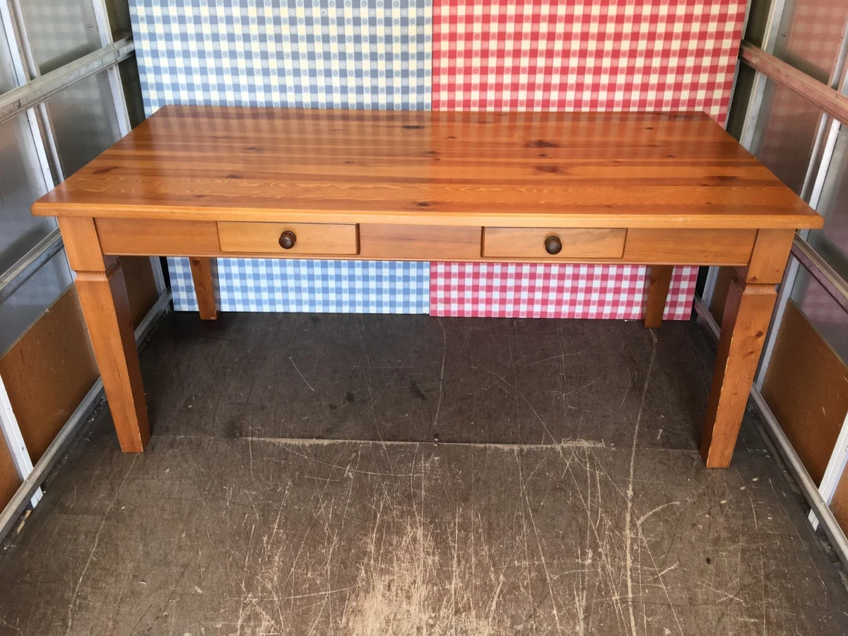 Very Stylish Modern Solid Pine Large Kitchen Dining Table w 2x Drawers