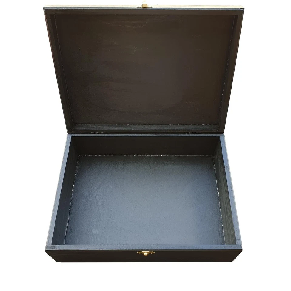 Wooden Box A4 Size, For Documents, With Lid Lockable Latch in Black Color - Image 4 of 4
