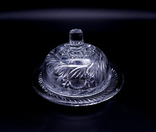 EAPG Pressed Clear Glass Child's Covered Butter or Individual Butter Dish