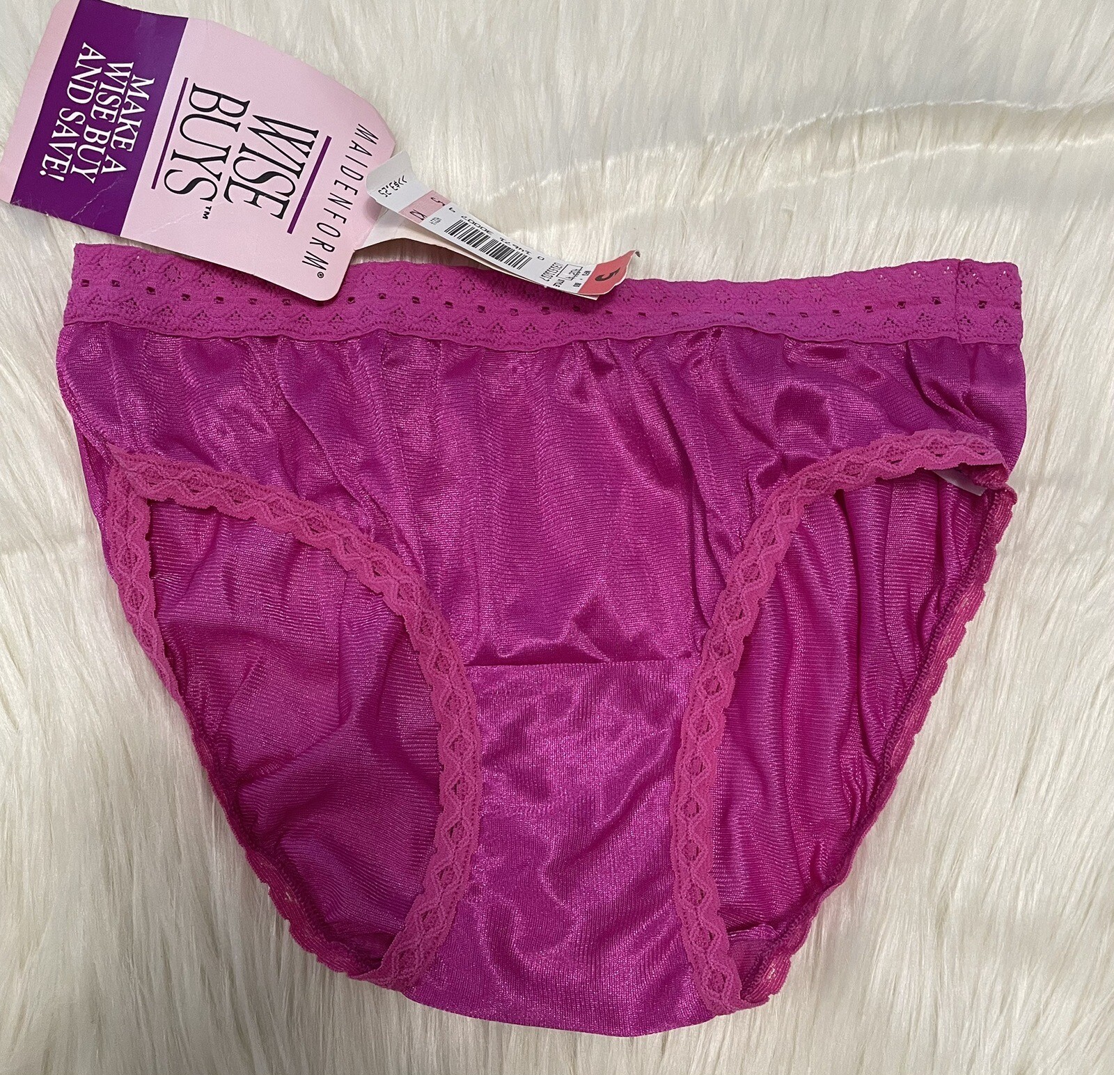 VTG Maidenform Wise Buys Fuchsia Nylon Satin Lace Bikini Brief Panties NOS Sz 5 eBay