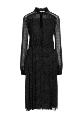 Giambattista Valli Black Robe Chemise Noir Femme Long Sleeve A-Line Dress sz 40