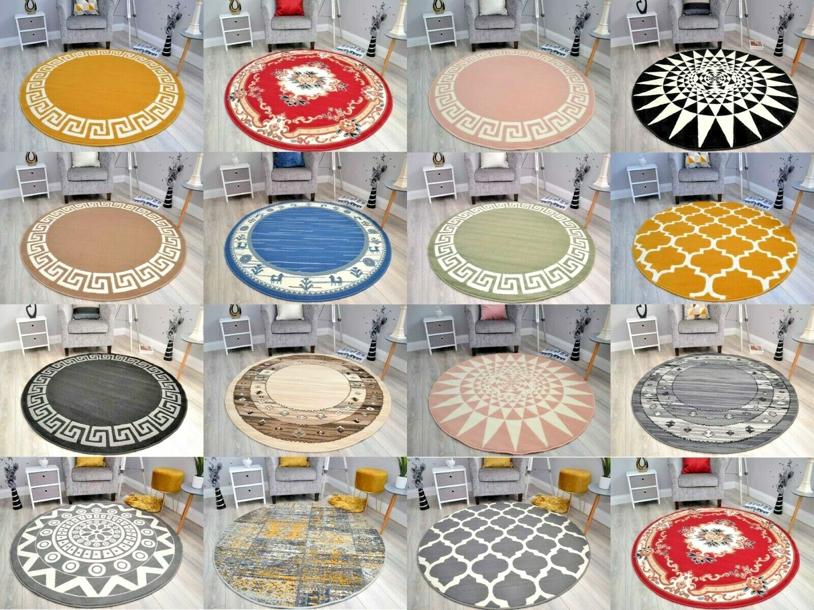 Circular Circle Round Rugs Floor Carpets Small Extra Large Mats Modern Cheap UK
Opens in a new windo