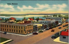 Street View Baker Montana Postcard Tichnor Bros Inc UNP Linen
