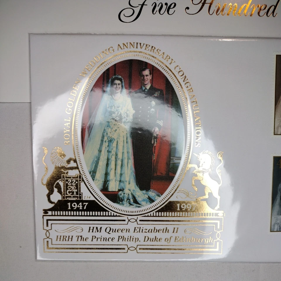 Royal Golden Wedding 22ct Gold First Day Cover Windsor Stamp Queen & Philip FDC - Image 3 of 4
