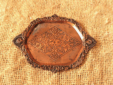 Vintage Metal Serving Plate, Embossed with Alexander the Great, Ornate Floral