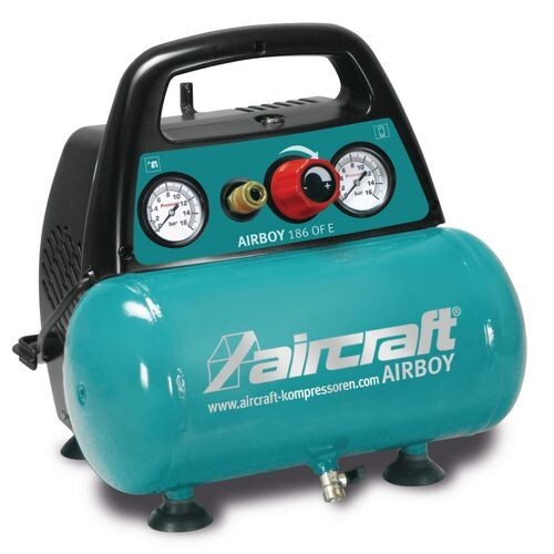 Aircraft Mobile 6ltr Air Compressor Oil Free 8 Bar 1100w 240v AIRBOY 186 OF E