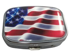 American Flag Small Daily Medication Pill Box Organizer Case for Pocket, Travel