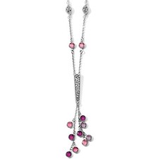 Nwt Brighton Elora Gems Pink Purple Blush Crystal Silver Y Necklace Msrp 98