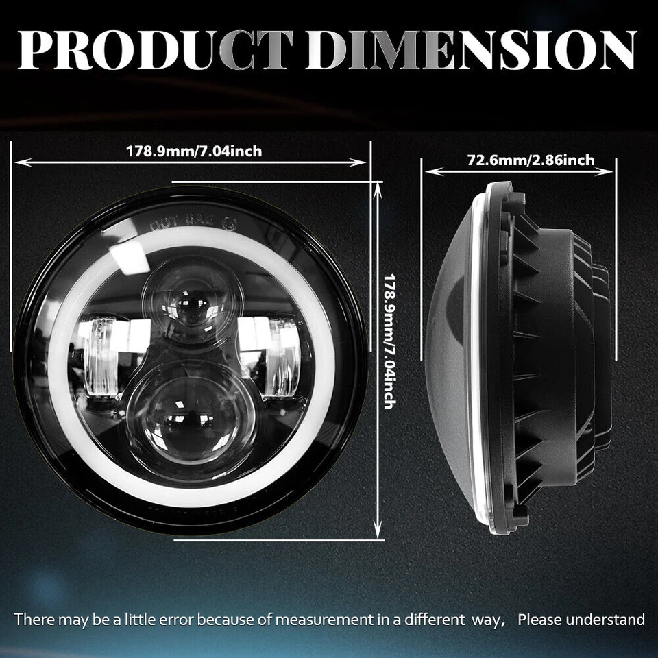Pair 7 inch Round LED Headlights HI-Lo Beam For Freightliner Coronado 2001-2016 - Image 2 of 4