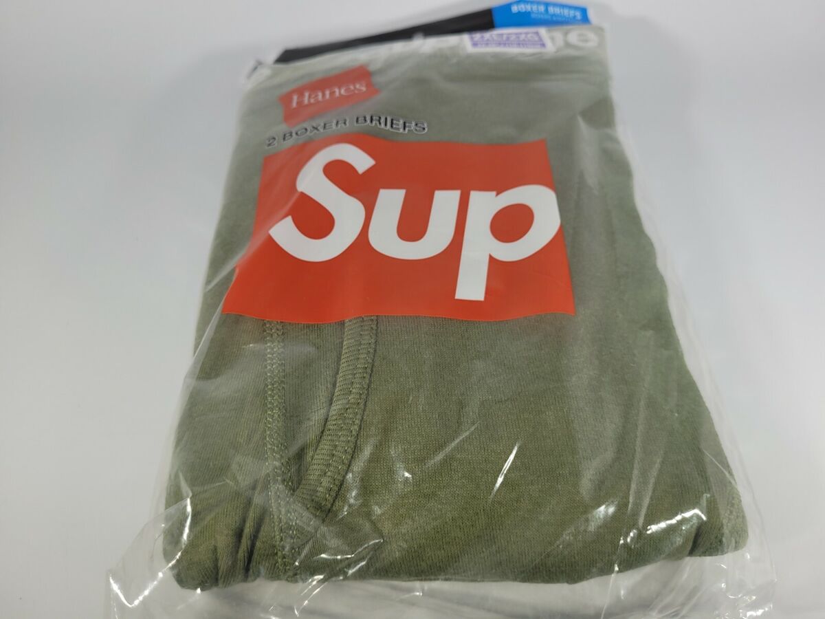 Supreme Hanes Boxer Briefs (2 Pack) Olive Size 2XL/XXL Extra Extra Large  NEW NIB