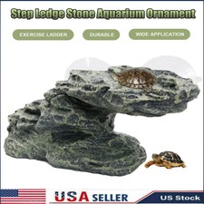 Imitation stone design resin turtle sunbathe crawling platform aquarium decor
