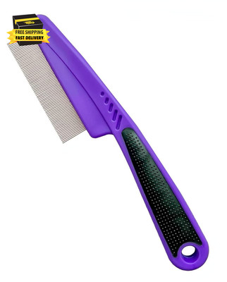 Flea Comb with Rubber Handle, Flea and Tick Combs for Dogs & Cats, Fine Tooth Do