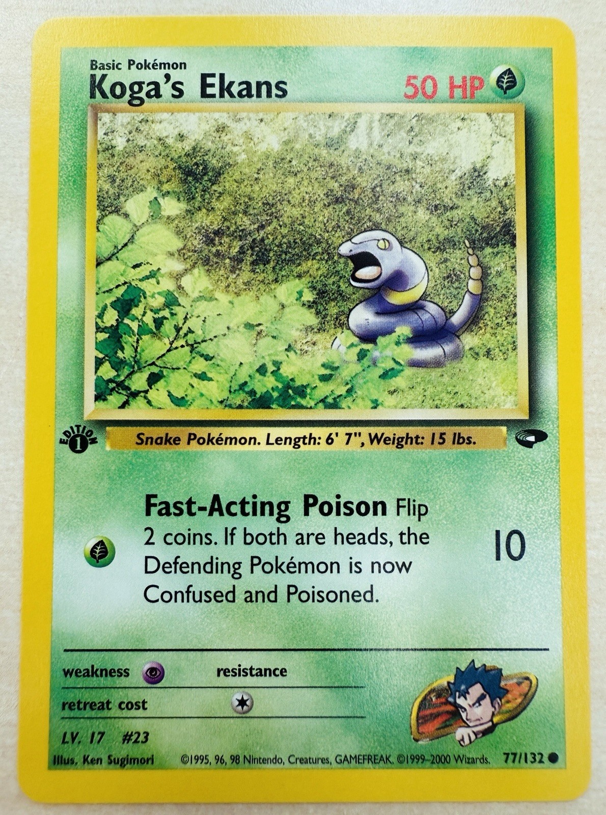 Koga's Ekans 77/132 (1st Edition) - 2000 Gym Challenge Pokemon TCG Card [NM]