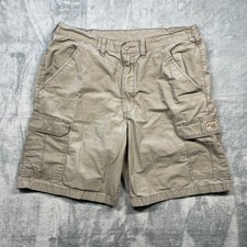 Wrangler Mens Tan Cargo Shorts Elastic Waist Utility Pockets Size 34