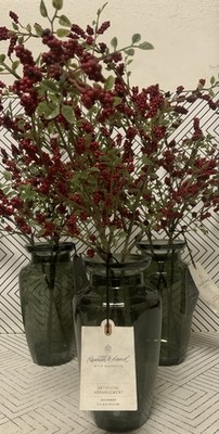   Heart & Hand Magnolia Artificial Arrangement Red Berries 21.5  H  LOT OF 3 