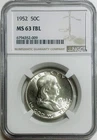 1952 50c Franklin Silver Half Dollar - NGC MS63 FBL
