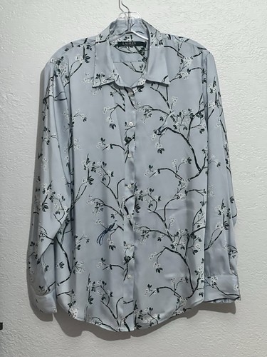 Ralph Lauren XL Button Up Floral Cottagecore Mature Career Office Siren Top