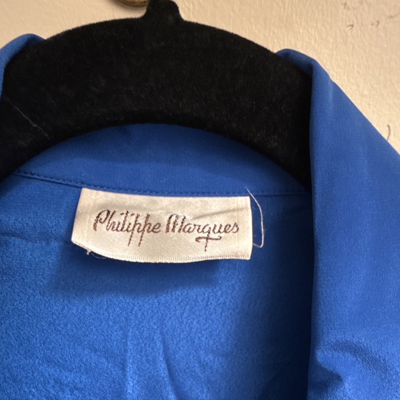 Philippe Marques Blue Collared Button-Up Long Sle… - image 2