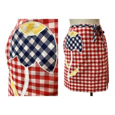 60s Mod David Smith Red White Gingham Tennis Skort w Large Tulip W 28"