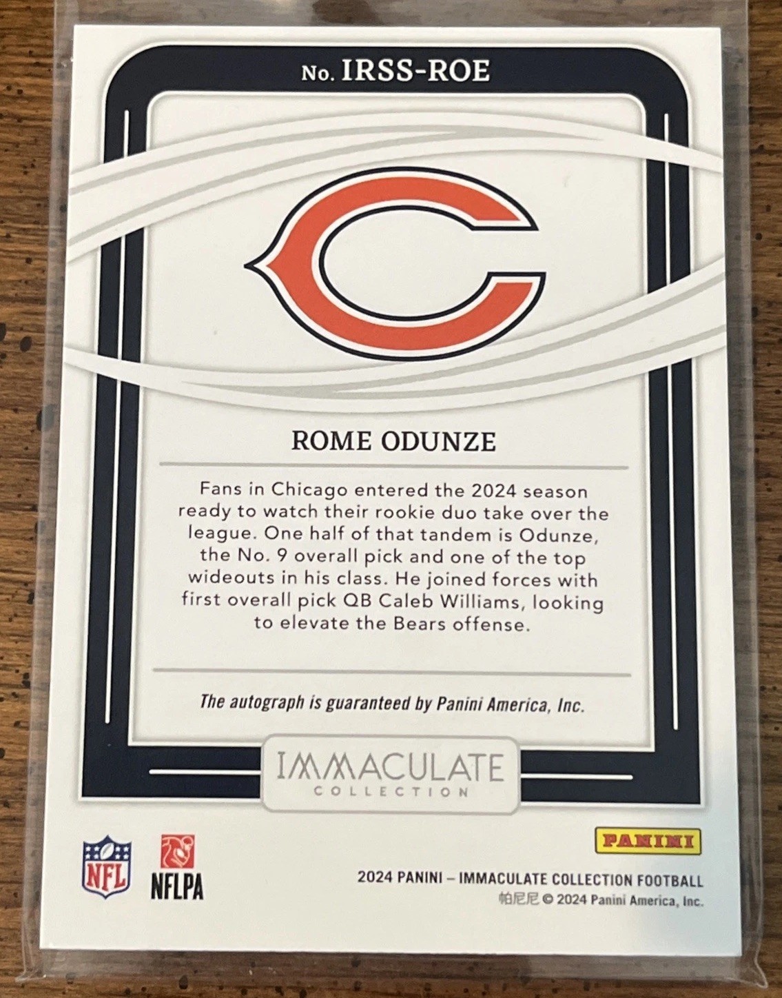 Panini 2024 Immaculate Rome Odunze Rookie Auto #IRSS-ROE /49 Bears NFL view 6