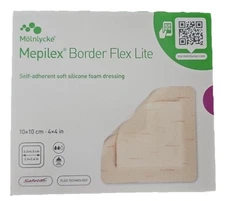 Mepilex Border Flex dressing 4" x 4" Self-Adherent new tan box of 5 wound