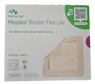 Mepilex Border Flex lite 4x4  wound dressing Self-Adherent new box of 5 wound