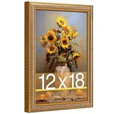 KSROECUD 12x18 Picture Frame HD Real Glass Gold Border 1 Pack