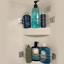 RV Shower Corner Storage Bar- Adjustable Stainless Steel Rod for Corner Shelv...