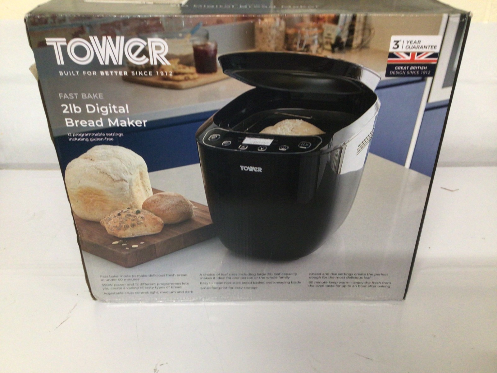 Tower 2lb Digital Bread Maker with 12 Automatic Programs, 13 Hours Delay Timer;