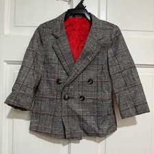 4T Boys Vintage Blazer Black Plaid 1990s