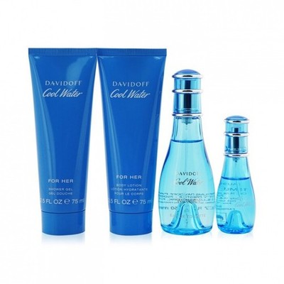 Davidoff Ladies Cool Water 4pcs EDT Gift Set Fragrances 3616304154140