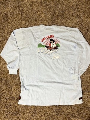 Evisu Heritage Umi Yama Long Sleeve Shirt 3XL Light Blue Embroidered NWT