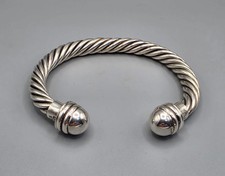 Sterling Silver 925  Signed Mexico Cable Cuff Sz 7" Bracelet 39g