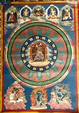tibetan buddhist thanka, thangka painting, hand painted on cloth 29x21"