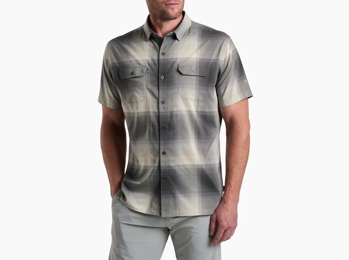 Kuhl Men’s Response Short Sleeve Plaid Button Down Shirt Outdoor Hiking Medium