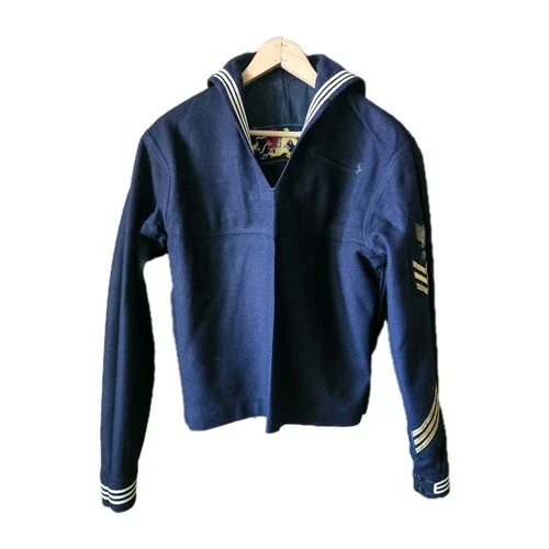VTG WW2 Navy Sailor Wool Cracker Jack Top Uniform Liberty Cuff Dragon Military S