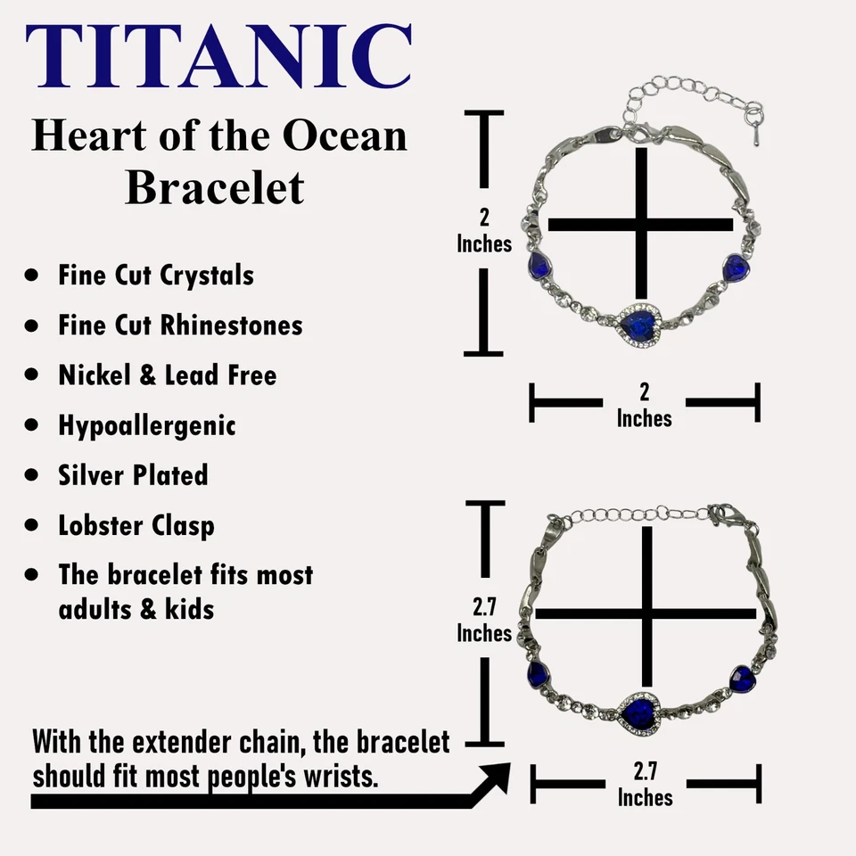 Conjunto de Joyas Collar Corazón del Océano - Pulsera Titanic Cristal Colgante Foto 2 de 4