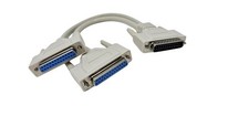 1 Foot DB25 Male to Two DB25 Female Serial Splitter Cable