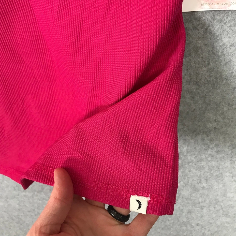 Camiseta sin mangas Jessica Simpson grande rosa acanalada sujetador deportivo yoga rendimiento activo Foto 3 de 4