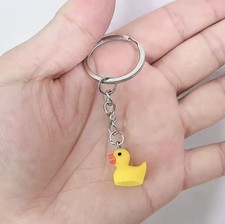 Rubber Duck Keychain Keyring Yellow & Orange Beak Bag Accessory Fun 