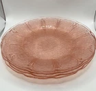 Set of 4 - 9” Jeannette Cherry Blossom Plate Pink Depression Glass 1930s