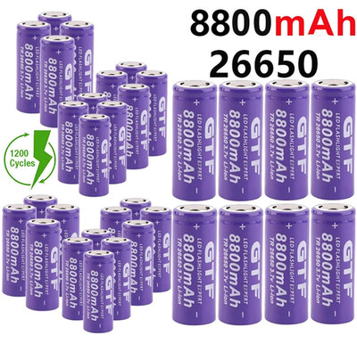 26650 Battery 8800mAh Rechargeable 3.7V Li-ion Batteries Cell Charger LOT