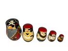 Vintage Wood Pirate Nesting Dolls Set of 5 Captain w/ Parrot Authentic Models — photo 1