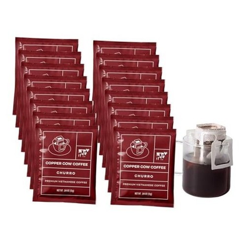 Copper Cow Premium Pour Over Single-Serve Vietnamese Coffee | Churro | Dark